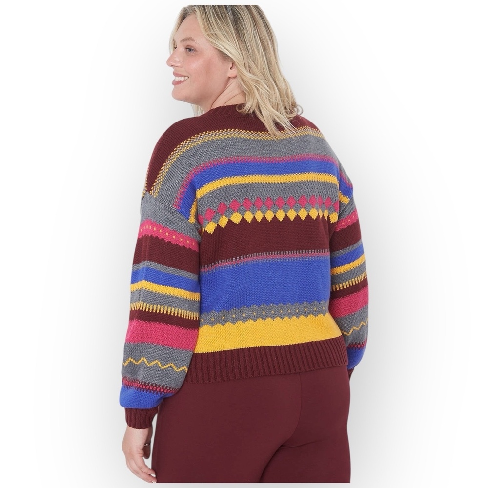 NWOT Lane Bryant Fair Isle Crew Neck Sweater – Size 14/16 – Bright Multicolor - Picture 2 of 9